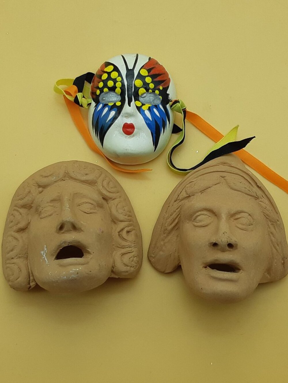 Set of 3 Theater Wall Masks -Greco Roman and Porcelain